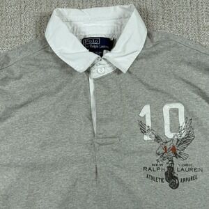 Polo Ralph Lauren Men's XL New York Eagle Gray Rugby Golf Polo Shirt